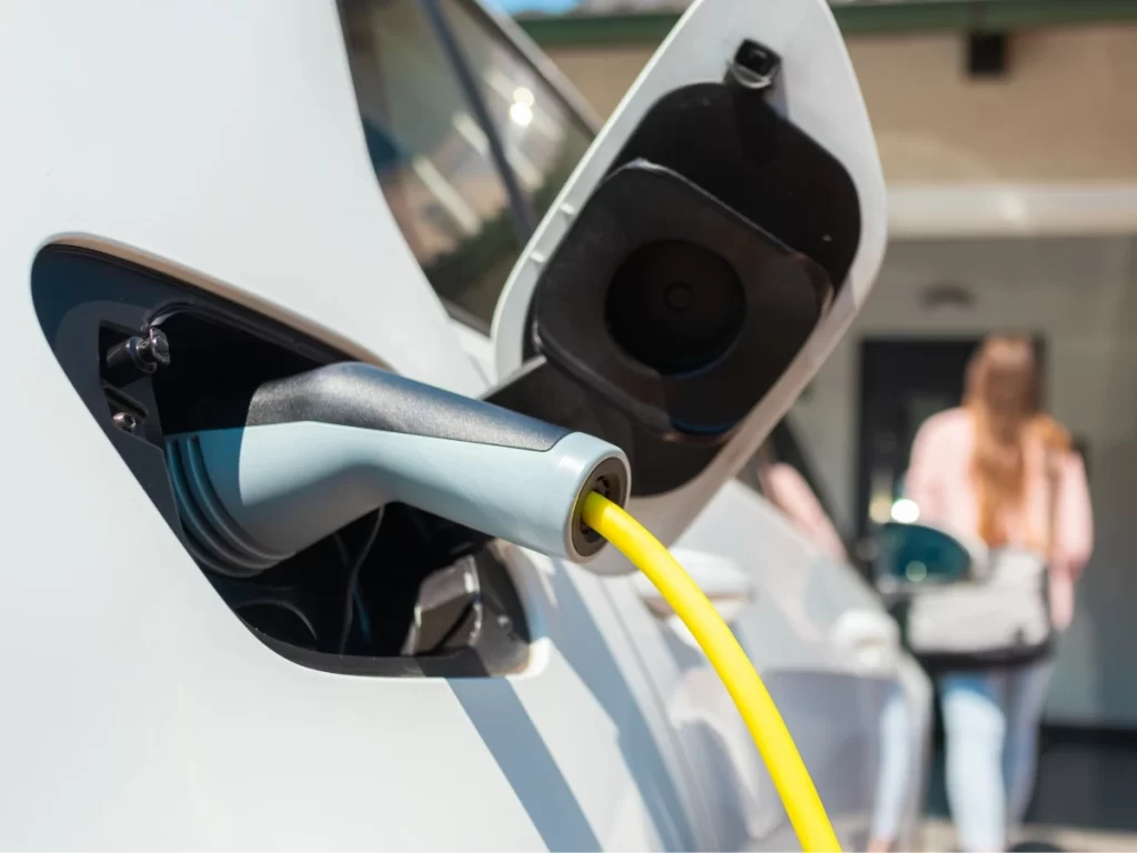 Image of an electric vehicle being charge at home