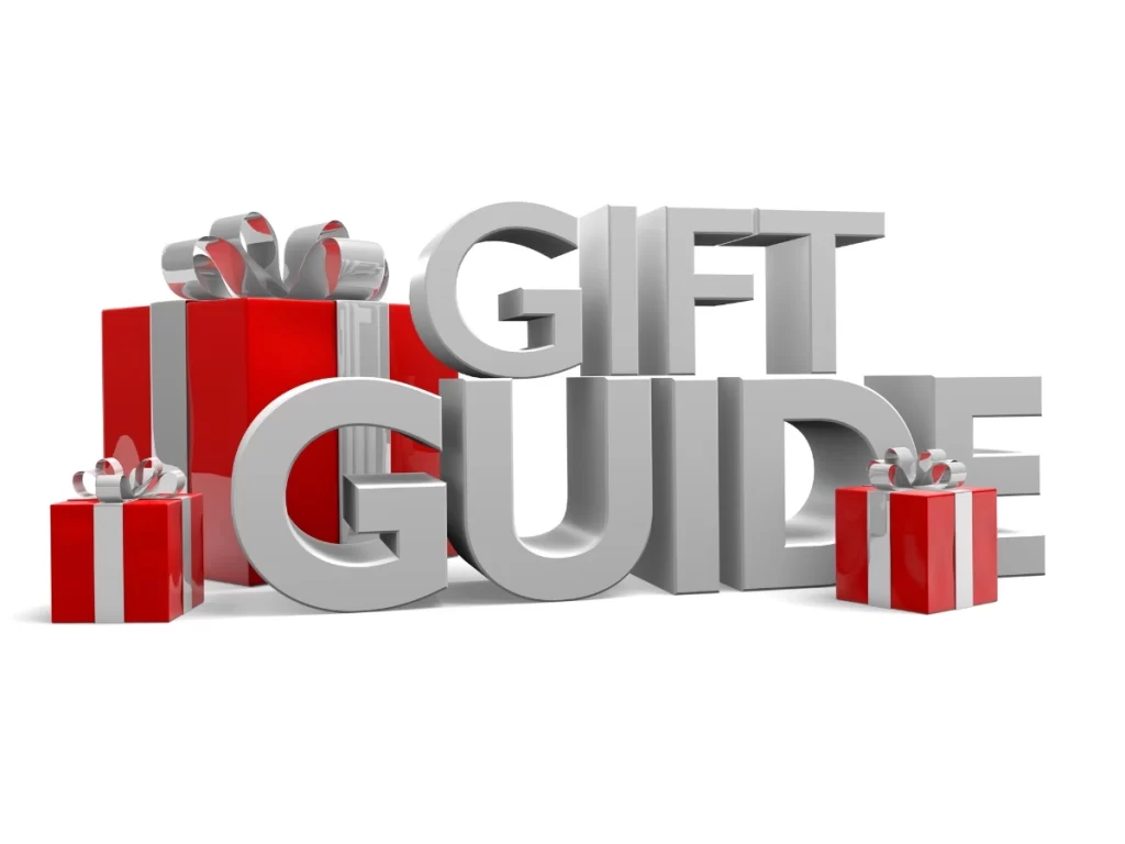 Image of gifts with the word gift guide referring to the blog post Smart Home Holiday Gift Guide for Tucson Homeowners