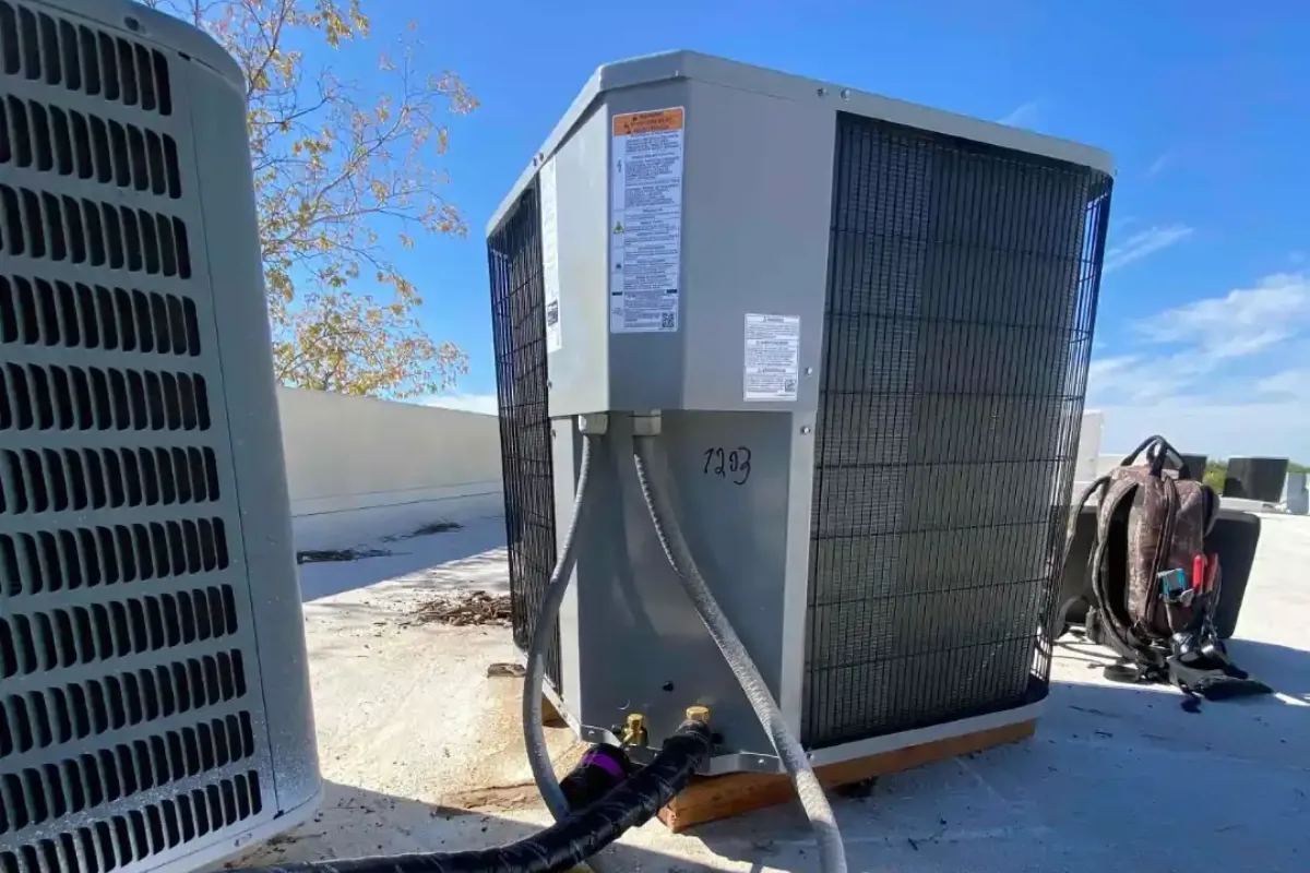 Done Rite Service technician performing an emergency repair on a heat pump, ensuring customer comfort and safety.