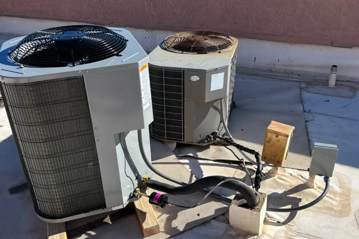 Done Rite Service technician expertly repairing a heat pump unit, ensuring efficient and reliable heating and cooling.