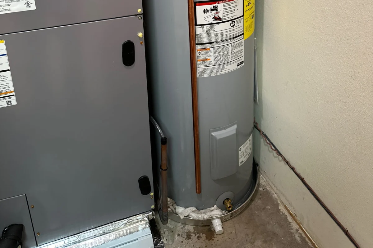 Image of a water heater, providing an easy guide to flushing the system.