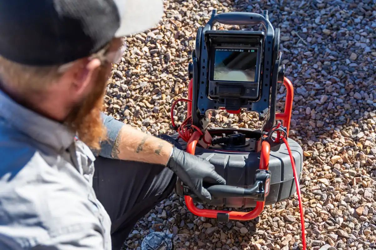 Done Rite Service plumber in Tucson observing a camera for a detailed plumbing inspection, ensuring proper system evaluation.