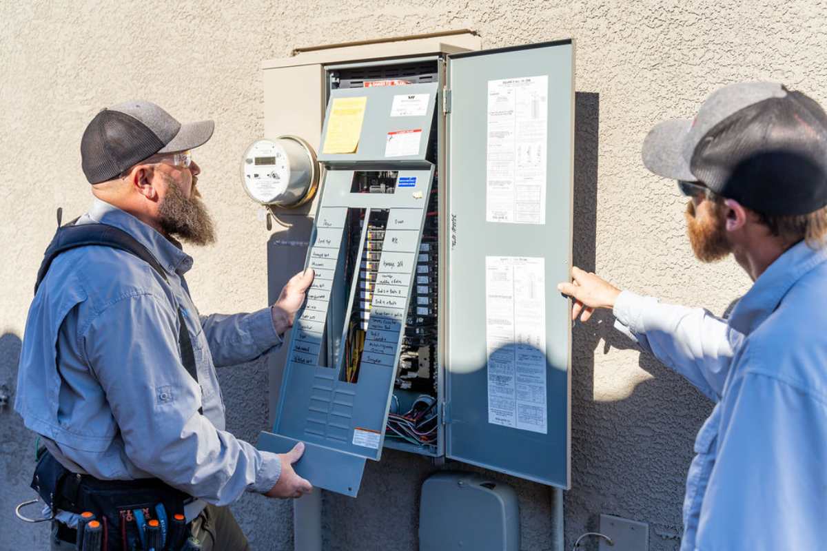 Done Rite Services expert technician inspecting an electrical panel.