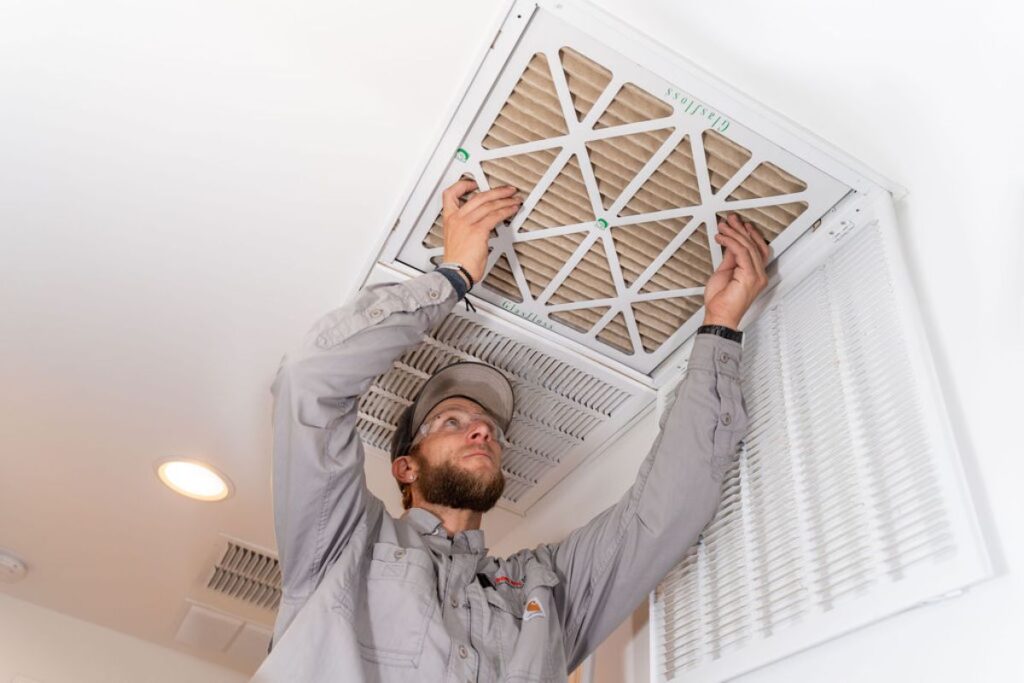 Done Rite Services HVAC expert replacing HVAC air filters