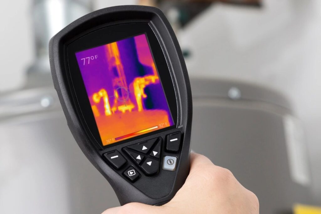 Done Rite Services expert plumber using thermal imaging equipment to detect leaks in Tucson residential plumbing.